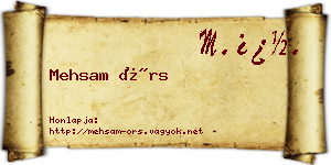 Mehsam Örs névjegykártya